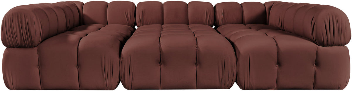 Orin Rose Velvet Performance Fabric Upholstered 6 Piece Modular Sectional Sofa