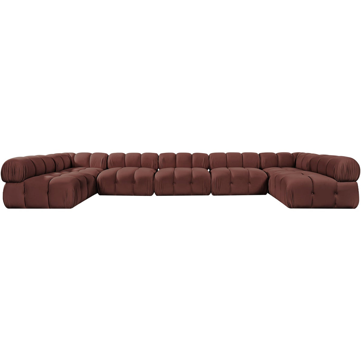 Orin Rose Velvet Performance Fabric Upholstered 7 Piece Modular Sectional Sofa