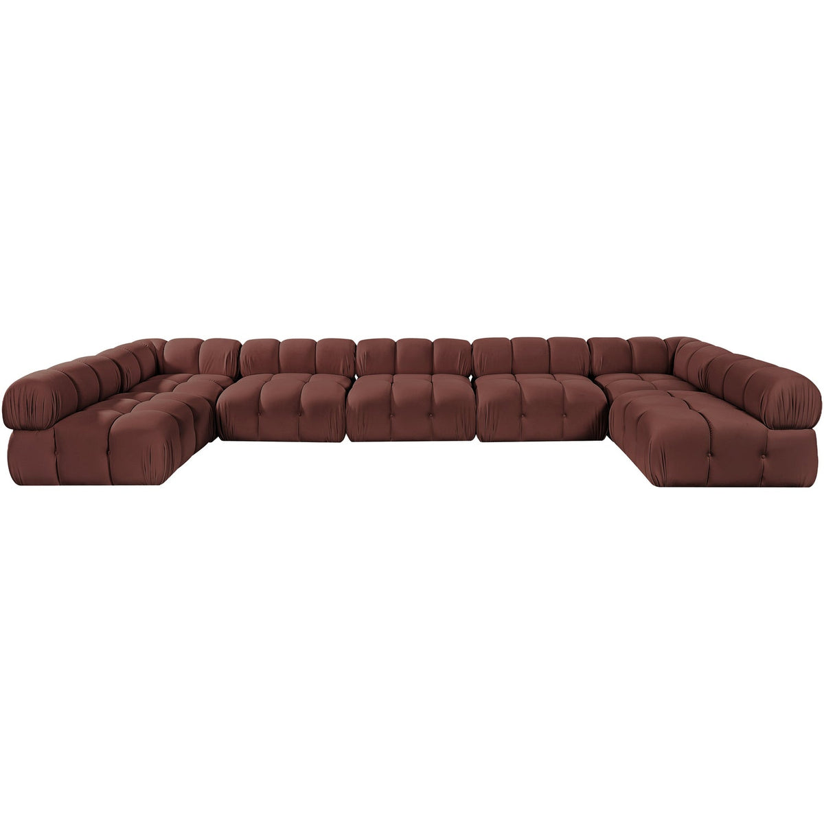 Orin Rose Velvet Performance Fabric Upholstered 7 Piece Modular Sectional Sofa