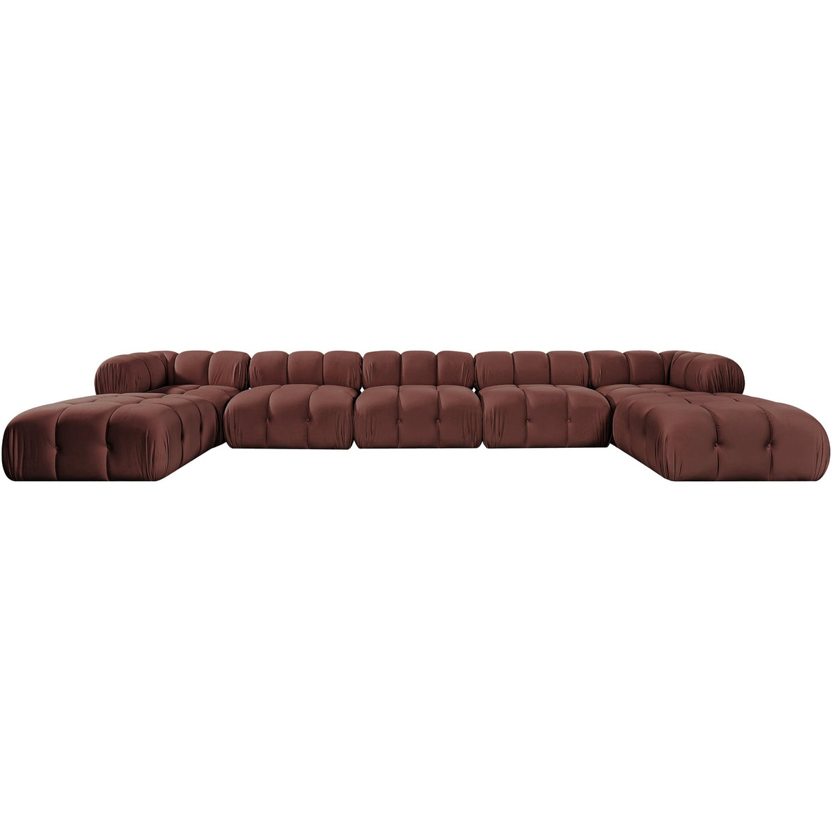 Orin Rose Velvet Performance Fabric Upholstered 7 Piece Modular Sectional Sofa