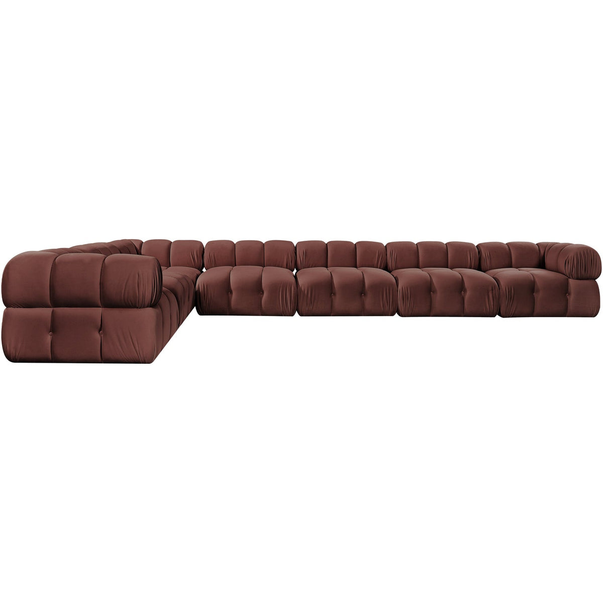 Orin Rose Velvet Performance Fabric Upholstered 7 Piece Modular Sectional Sofa