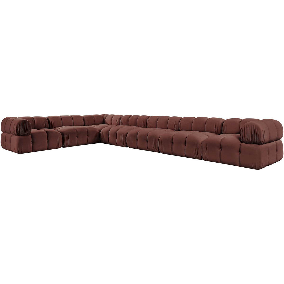 Orin Rose Velvet Performance Fabric Upholstered 7 Piece Modular Sectional Sofa