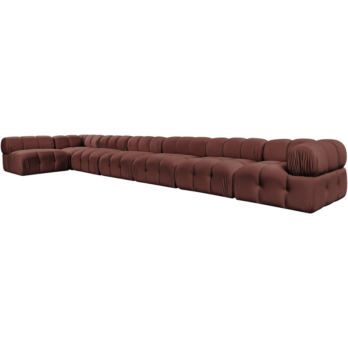 Orin Rose Velvet Performance Fabric Upholstered 7 Piece Modular Sectional Sofa
