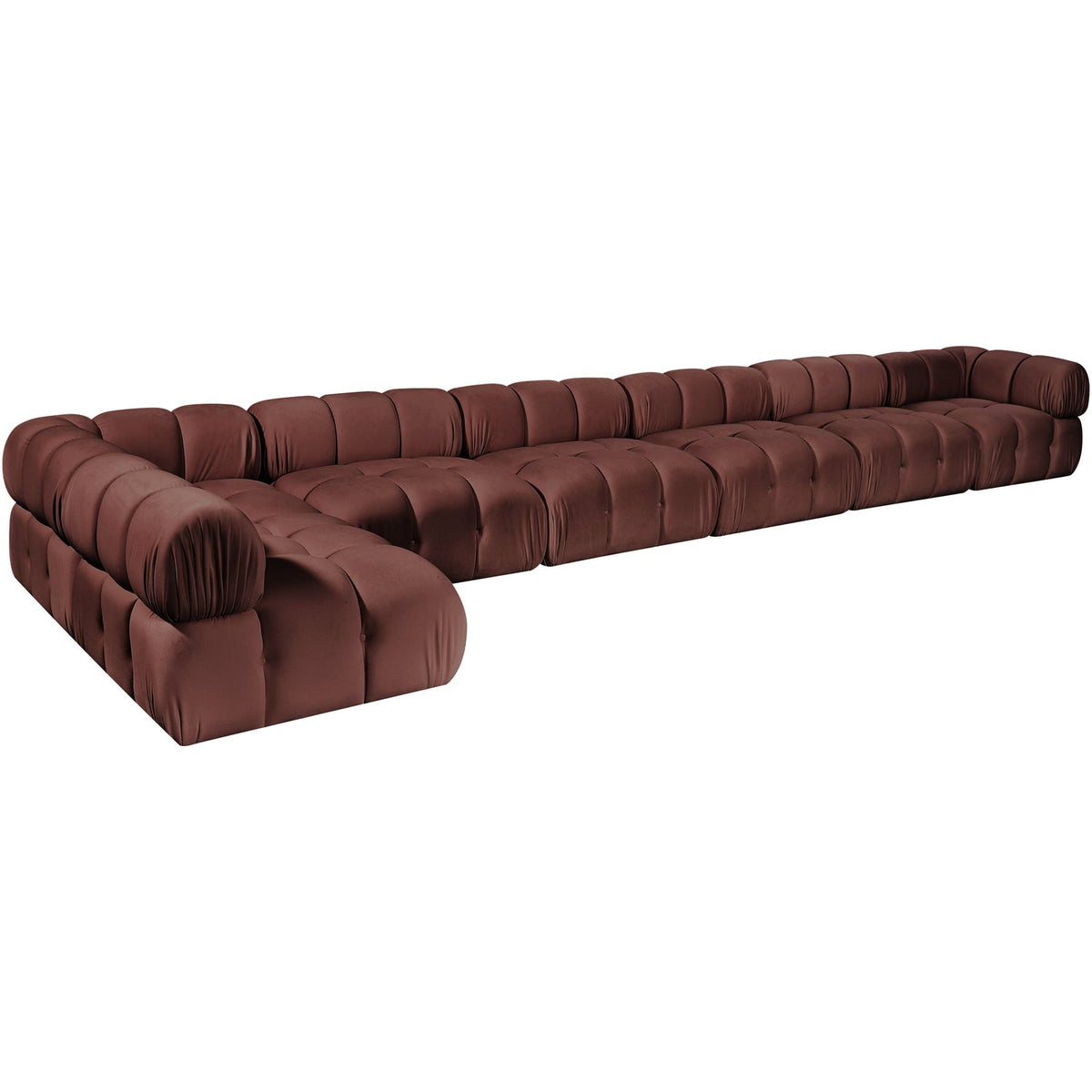 Orin Rose Velvet Performance Fabric Upholstered 7 Piece Modular Sectional Sofa
