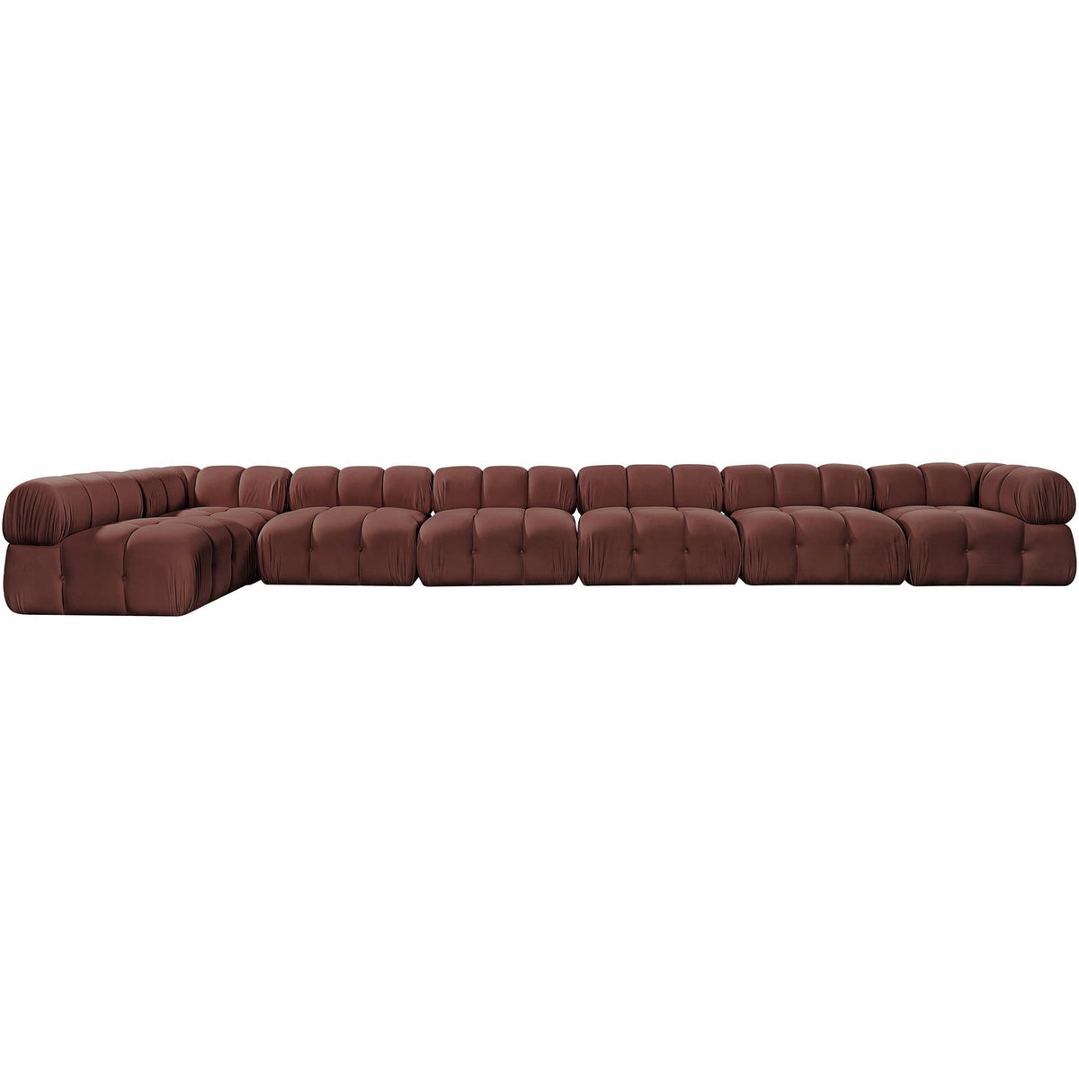 Orin Rose Velvet Performance Fabric Upholstered 7 Piece Modular Sectional Sofa