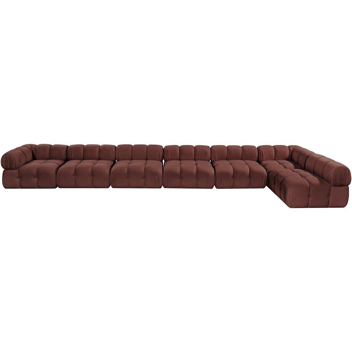 Orin Rose Velvet Performance Fabric Upholstered 7 Piece Modular Sectional Sofa