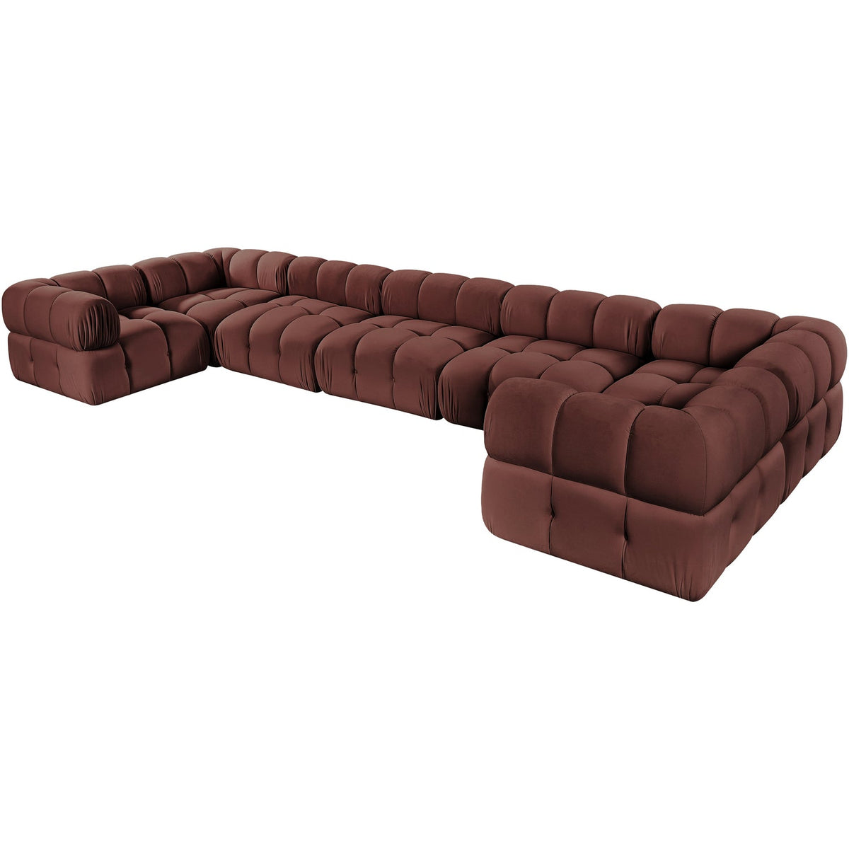 Orin Rose Velvet Performance Fabric Upholstered 7 Piece Modular Sectional Sofa