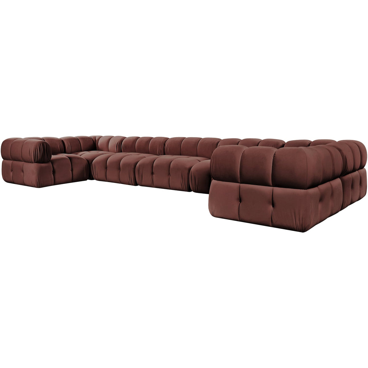 Orin Rose Velvet Performance Fabric Upholstered 7 Piece Modular Sectional Sofa