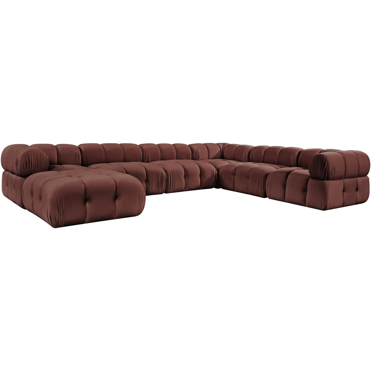 Orin Rose Velvet Performance Fabric Upholstered 7 Piece Modular Sectional Sofa