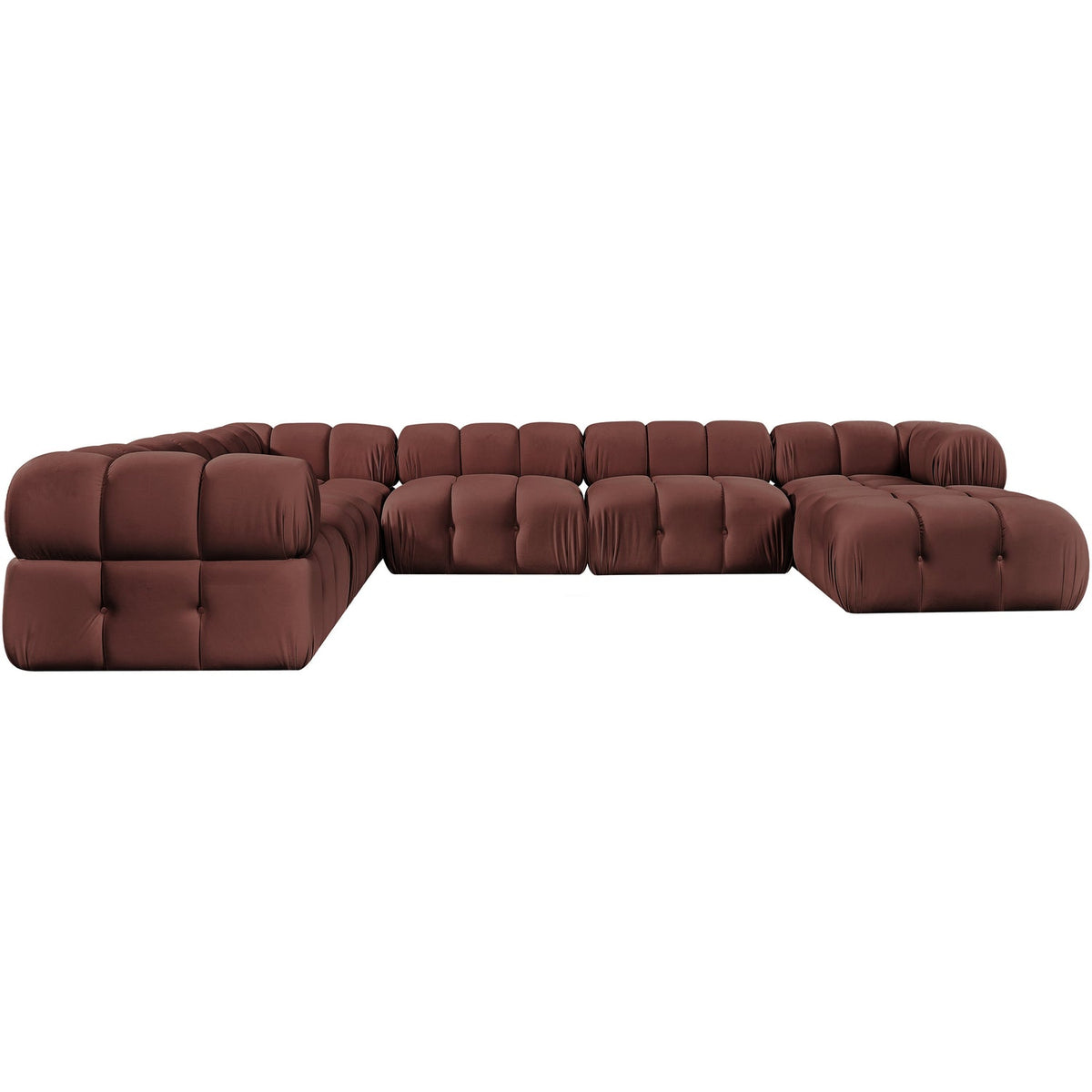 Orin Rose Velvet Performance Fabric Upholstered 7 Piece Modular Sectional Sofa