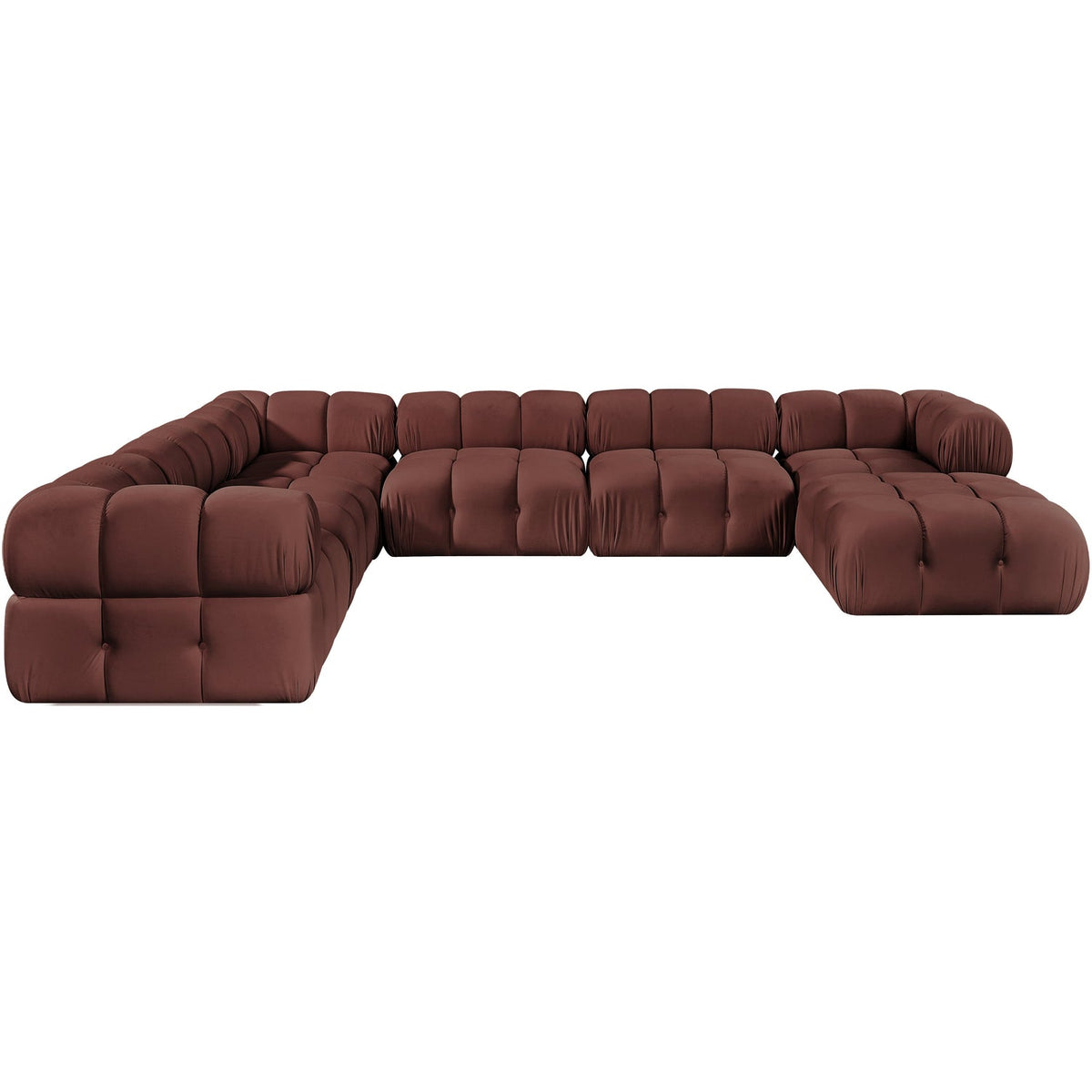 Orin Rose Velvet Performance Fabric Upholstered 7 Piece Modular Sectional Sofa