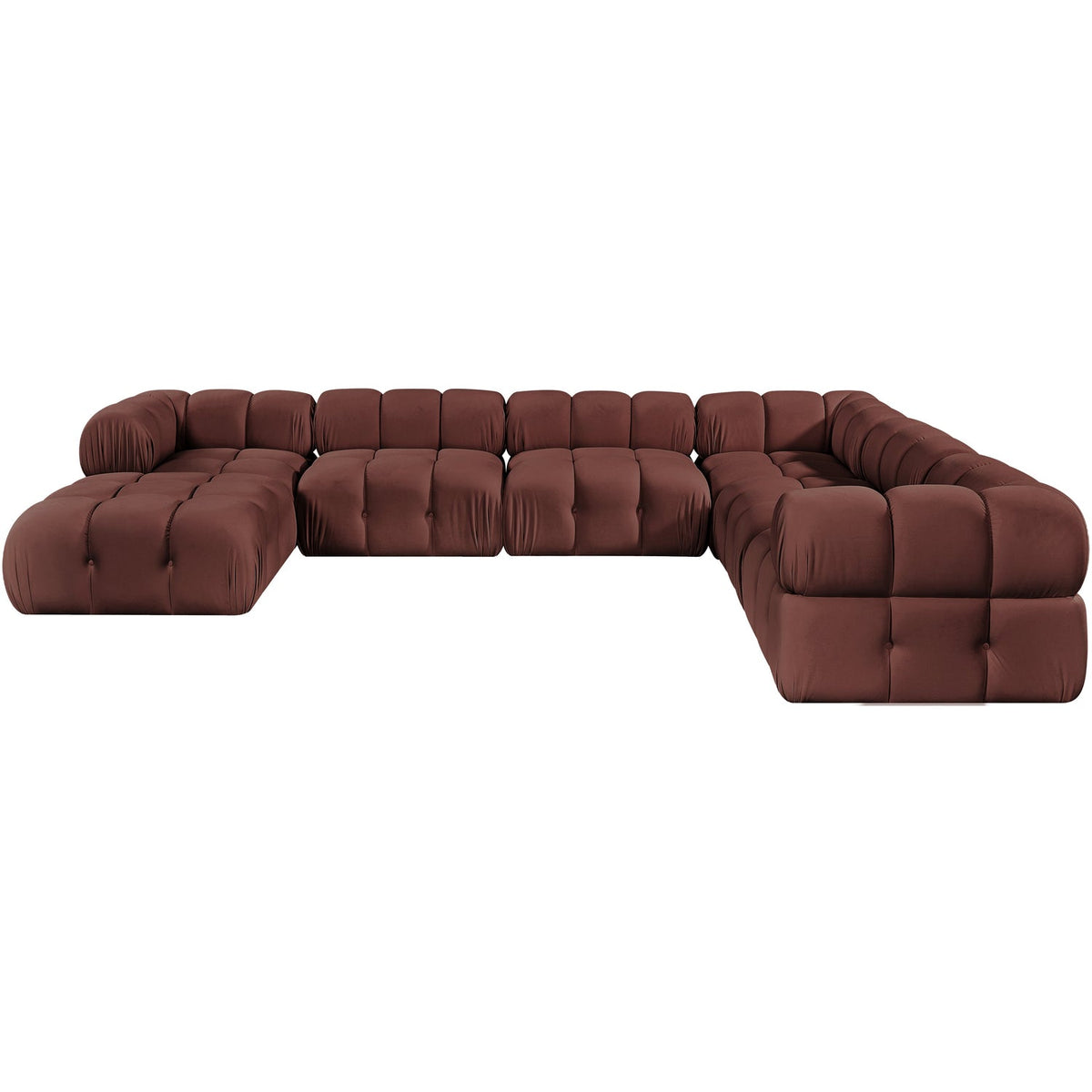 Orin Rose Velvet Performance Fabric Upholstered 7 Piece Modular Sectional Sofa