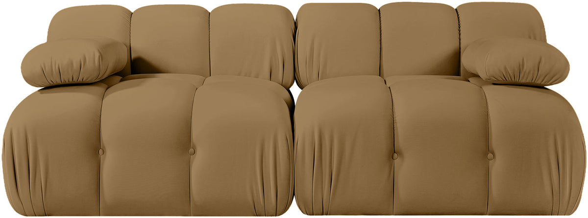 Orin Saddle Velvet Performance Fabric Upholstered 2 Piece Modular Sofa
