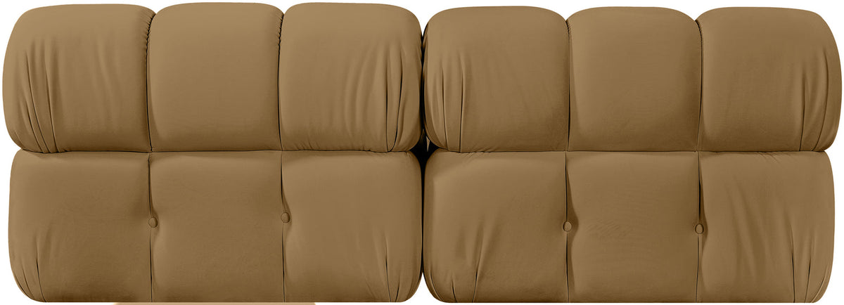 Orin Saddle Velvet Performance Fabric Upholstered 2 Piece Modular Sofa