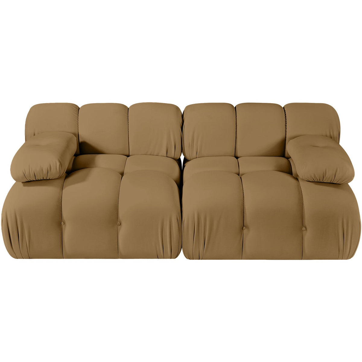 Orin Saddle Velvet Performance Fabric Upholstered 2 Piece Modular Sofa