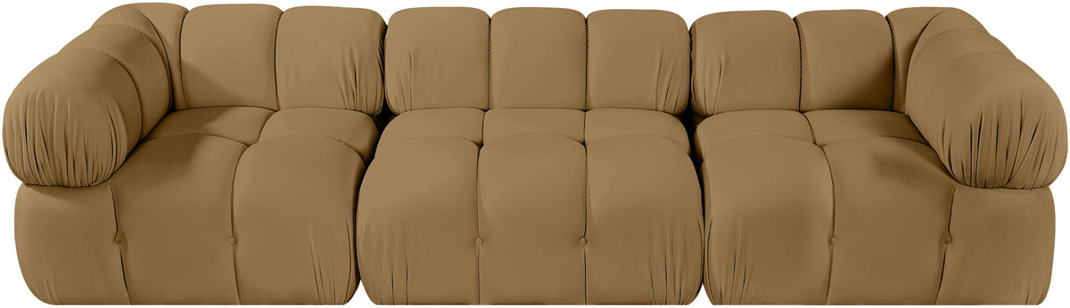 Orin Saddle Velvet Performance Fabric Upholstered 3 Piece Modular Sofa