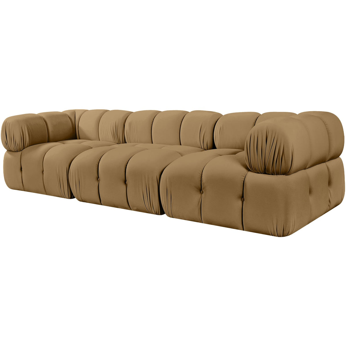 Orin Saddle Velvet Performance Fabric Upholstered 3 Piece Modular Sofa