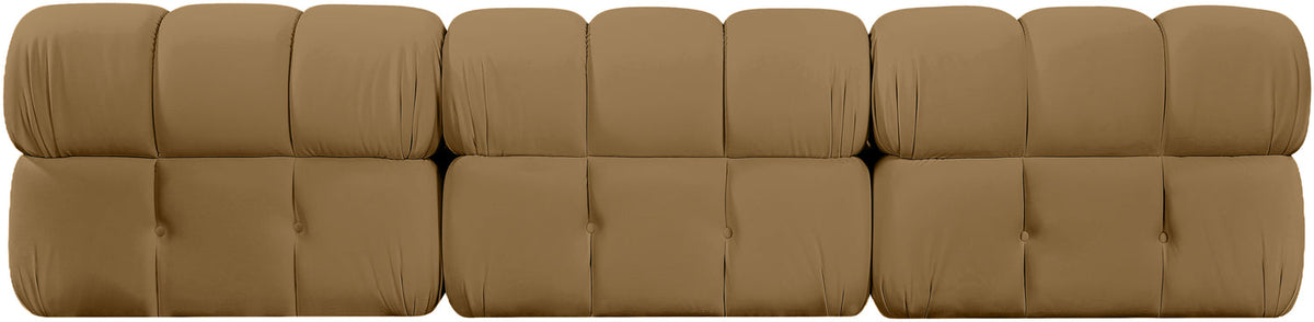 Orin Saddle Velvet Performance Fabric Upholstered 3 Piece Modular Sofa