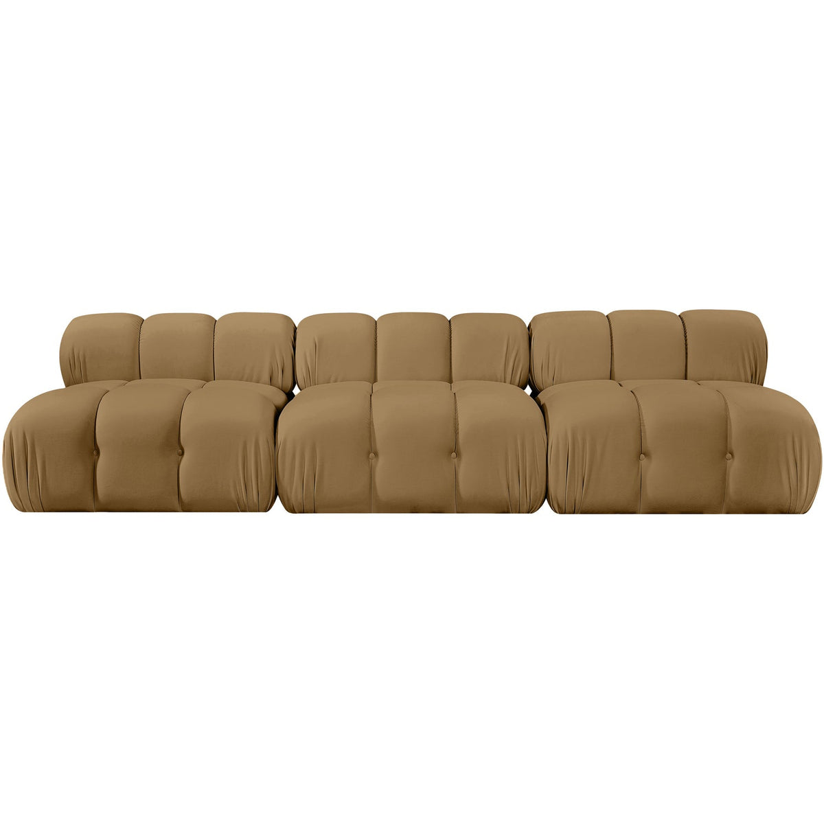 Orin Saddle Velvet Performance Fabric Upholstered 3 Piece Modular Sofa