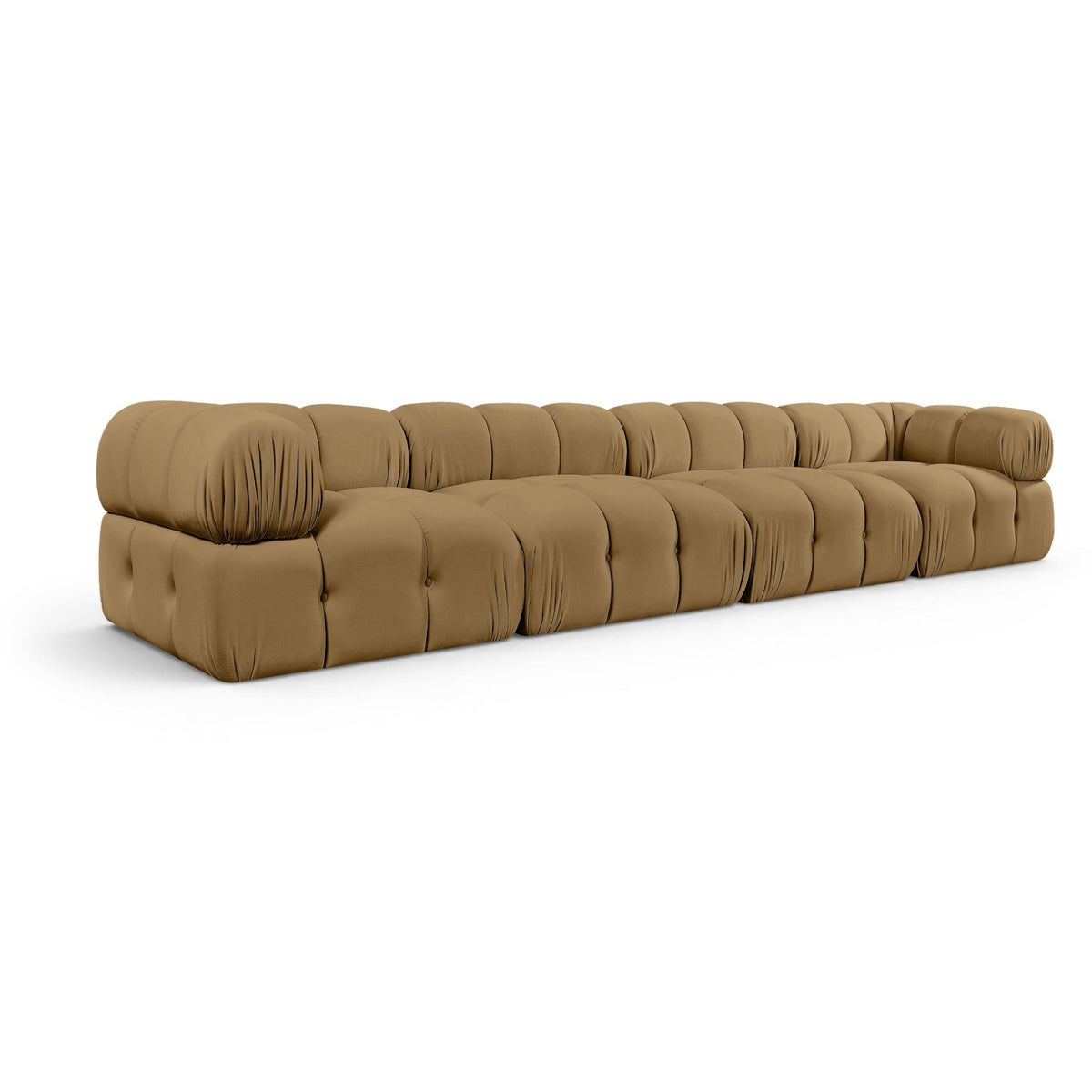 Orin Saddle Velvet Performance Fabric Upholstered 4 pc. Modular Sofa in saddle velvet, primary product view