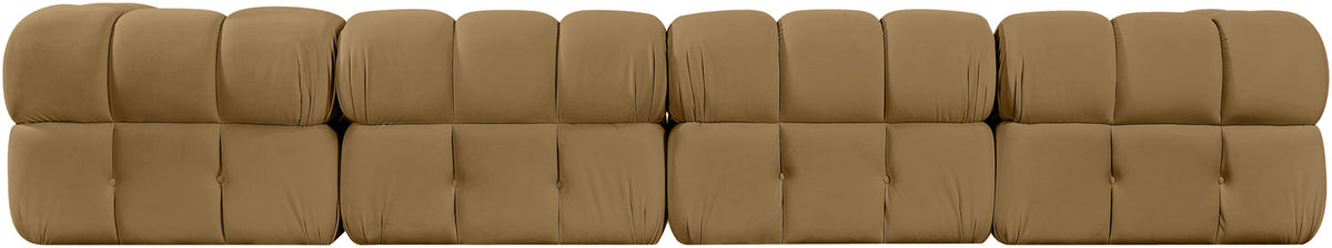 Orin Saddle Velvet Performance Fabric Upholstered 4 Piece Modular Sofa