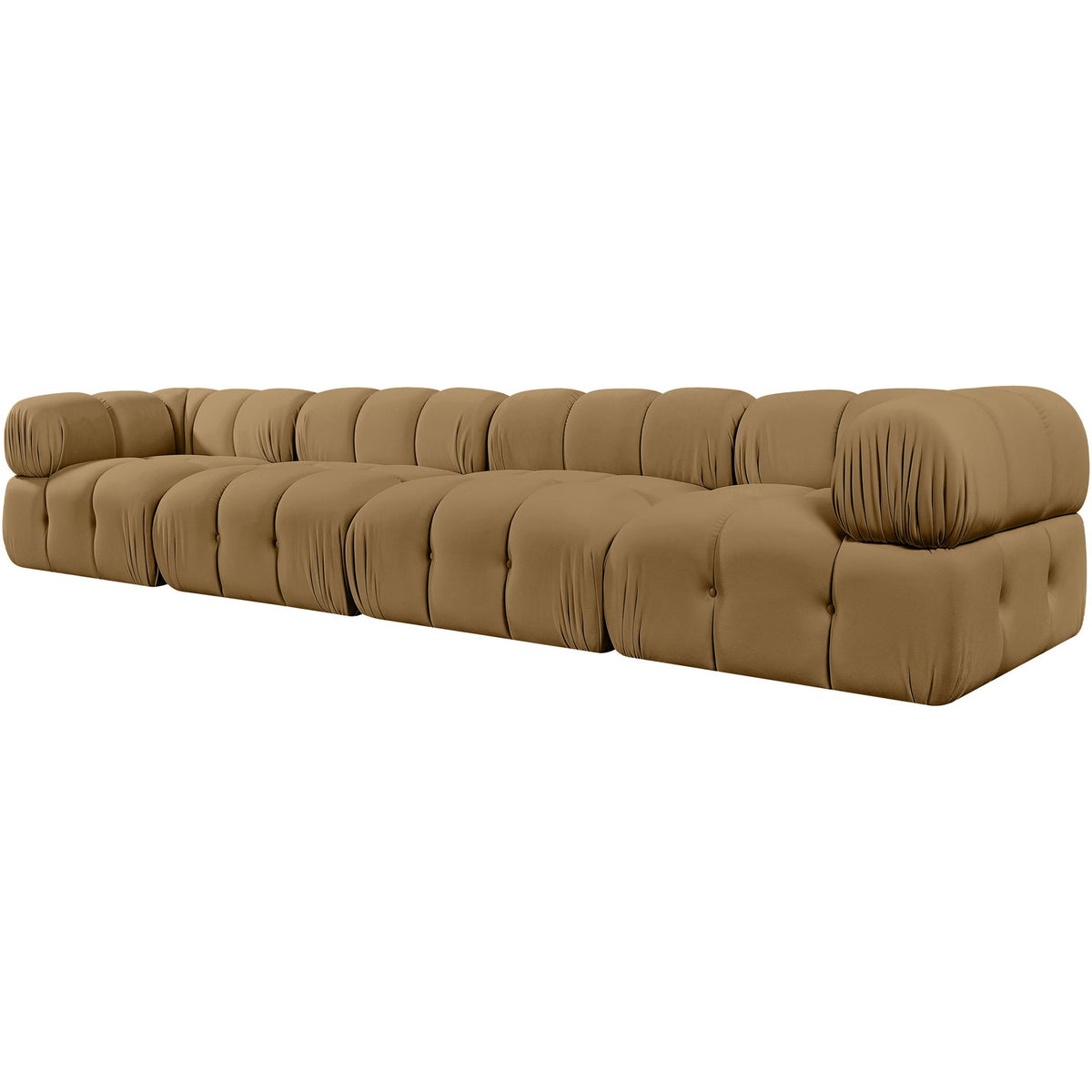 Orin Saddle Velvet Performance Fabric Upholstered 4 Piece Modular Sofa