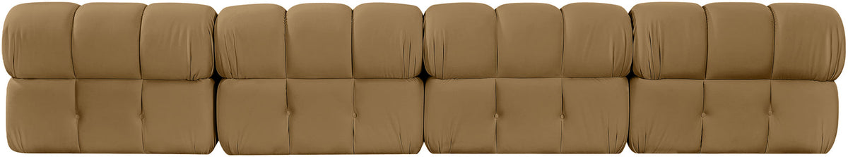Orin Saddle Velvet Performance Fabric Upholstered 4 Piece Modular Sofa