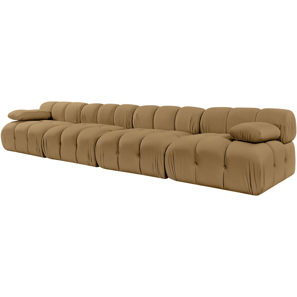 Orin Saddle Velvet Performance Fabric Upholstered 4 Piece Modular Sofa