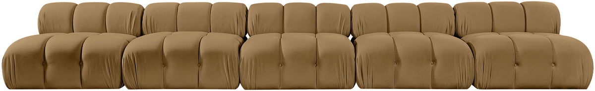 Orin Saddle Velvet Performance Fabric Upholstered 5 Piece Modular Sofa