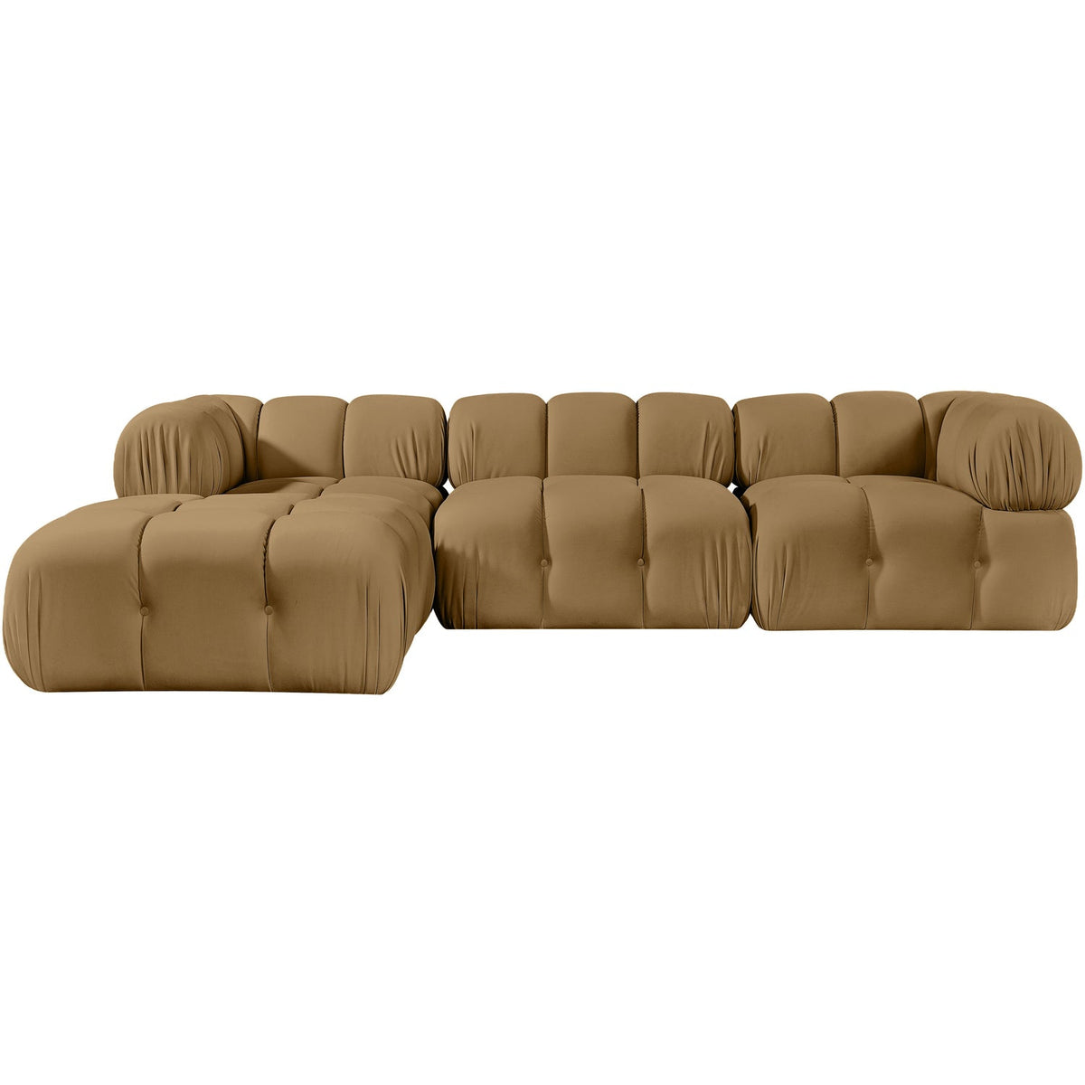 Orin Saddle Velvet Performance Fabric Upholstered 4 Piece Modular Sectional Sofa