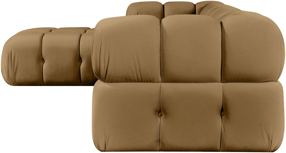 Orin Saddle Velvet Performance Fabric Upholstered 4 Piece Modular Sectional Sofa