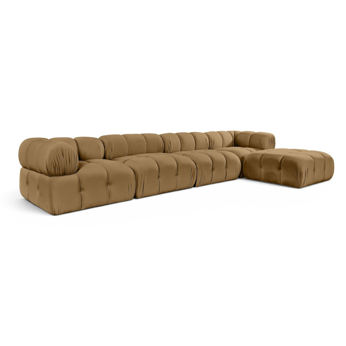Orin Saddle Velvet Performance Fabric Upholstered 5 pc. Modular Sectional in saddle velvet, primary product view