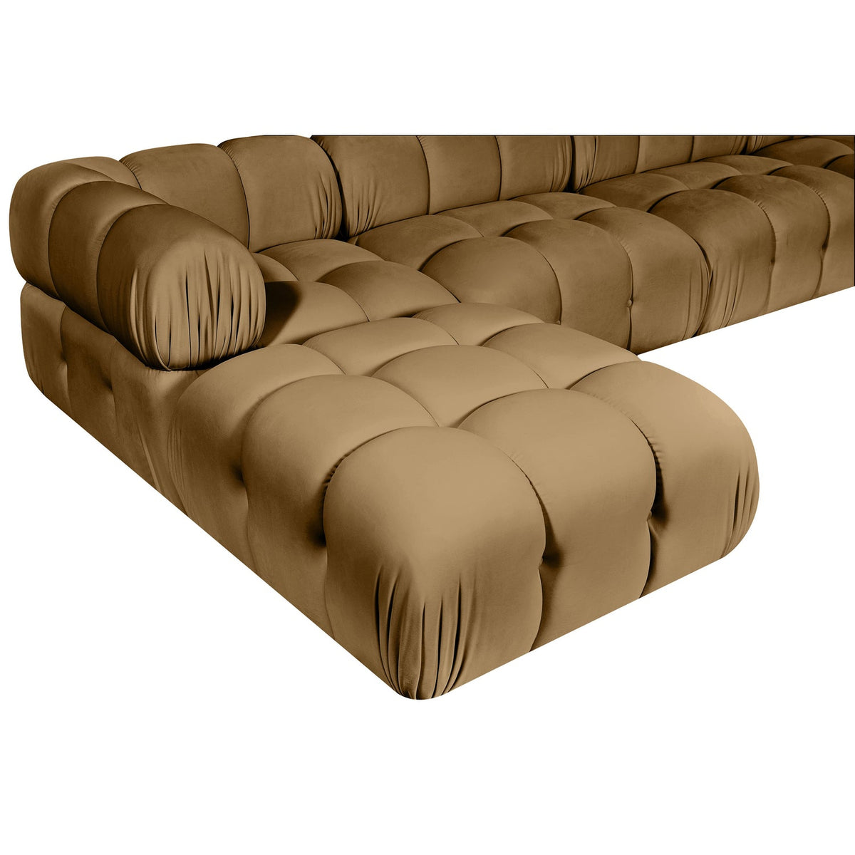 Orin Saddle Velvet Performance Fabric Upholstered 5 Piece Modular Sectional Sofa