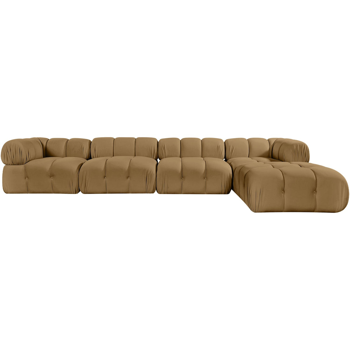 Orin Saddle Velvet Performance Fabric Upholstered 5 Piece Modular Sectional Sofa