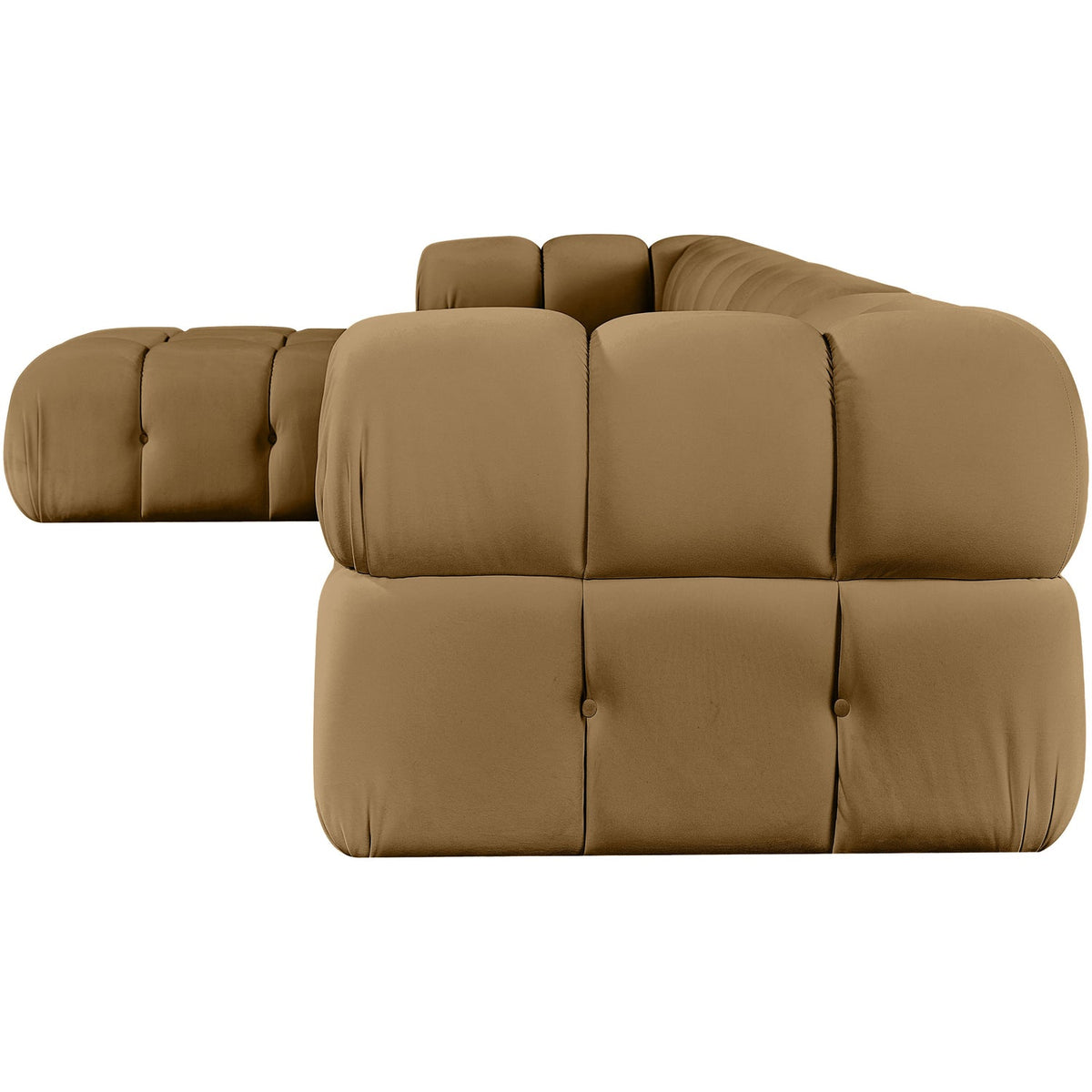 Orin Saddle Velvet Performance Fabric Upholstered 5 Piece Modular Sectional Sofa