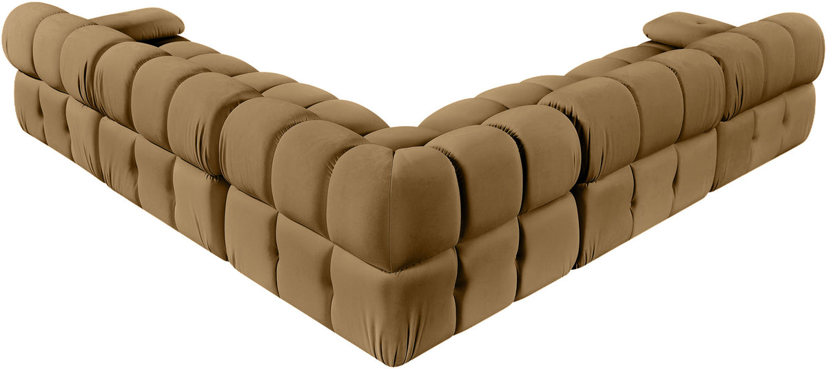 Orin Saddle Velvet Performance Fabric Upholstered 5 Piece Modular Sectional Sofa