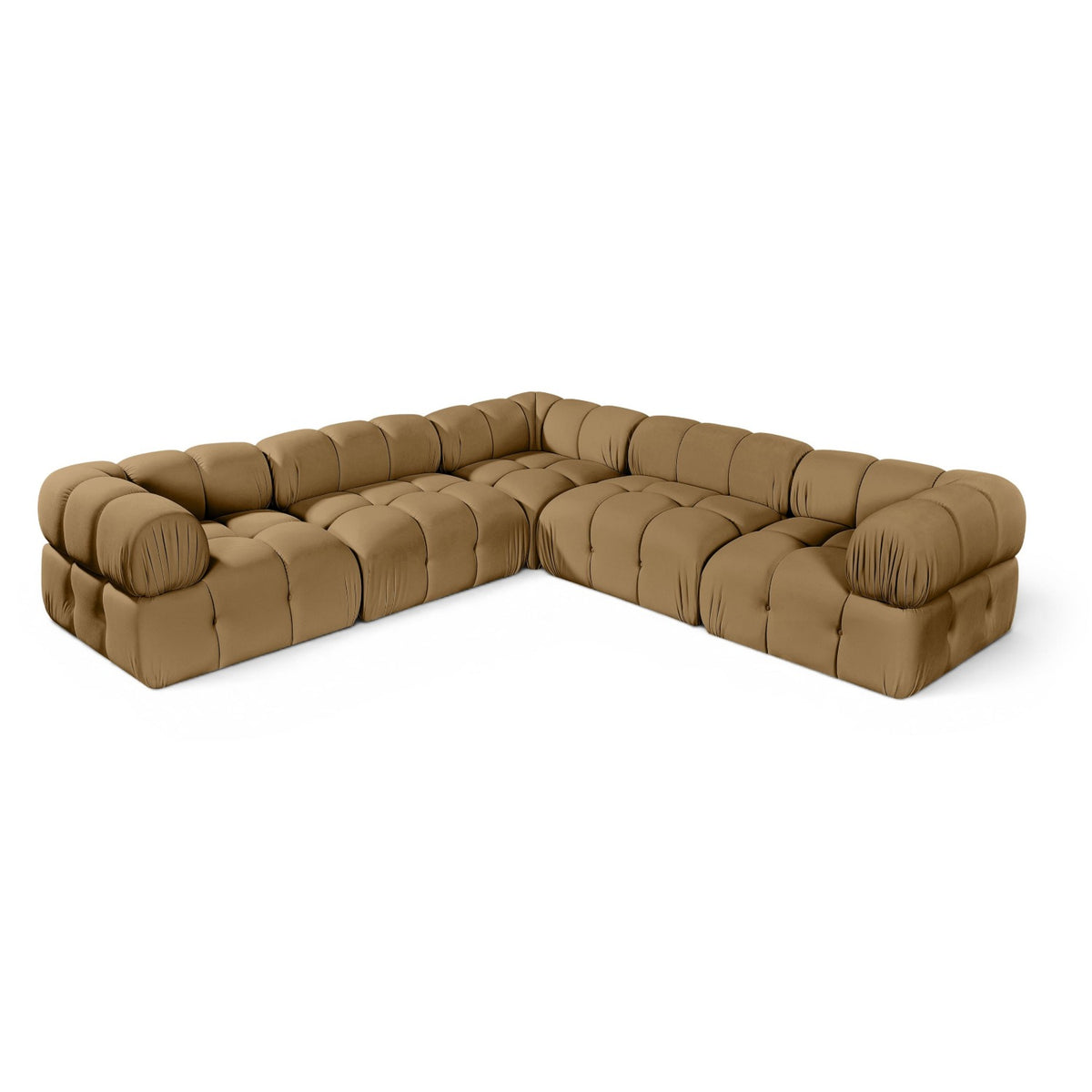 Orin Saddle Velvet Performance Fabric Upholstered 5 pc. Modular Sectional in saddle velvet, primary product view