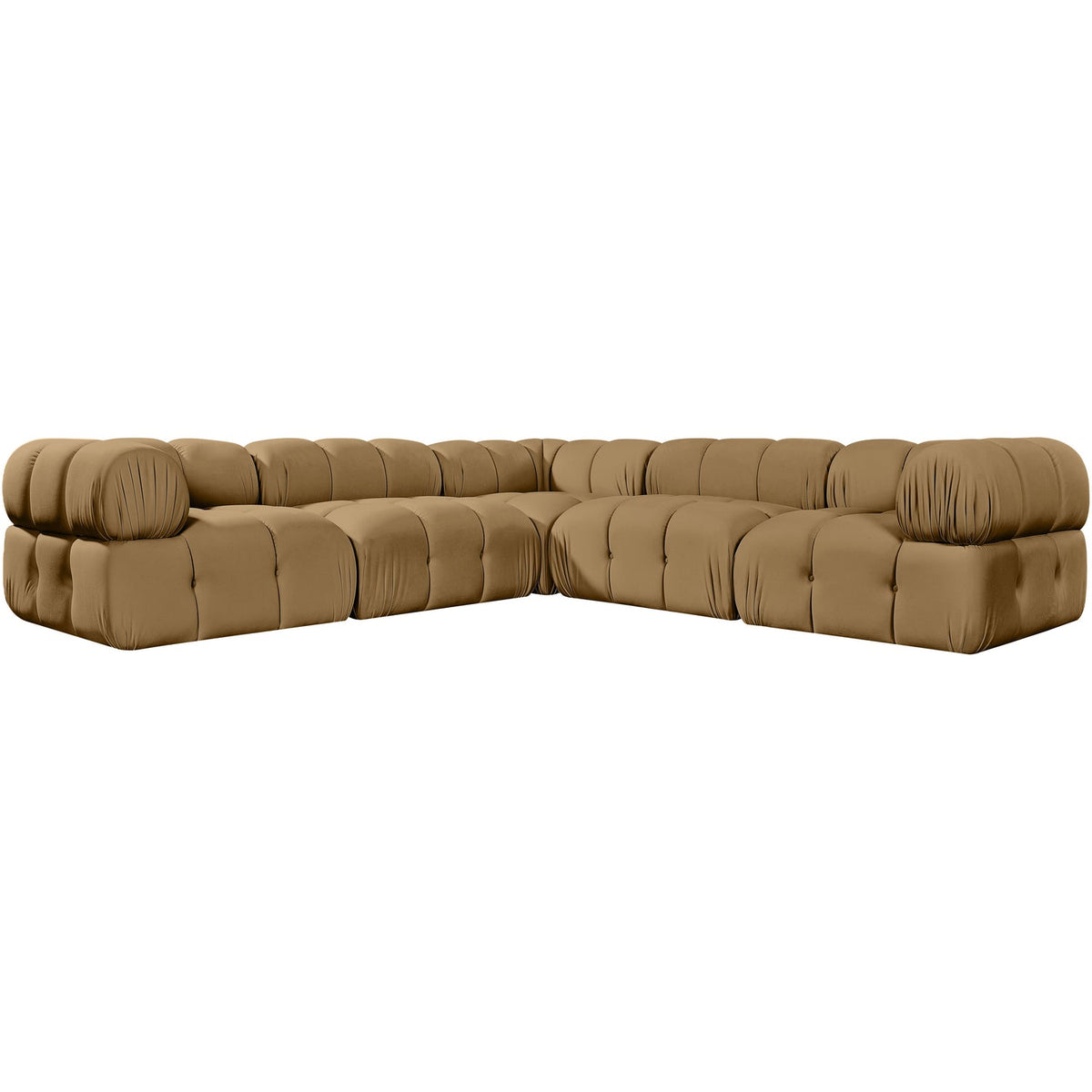 Orin Saddle Velvet Performance Fabric Upholstered 5 Piece Modular Sectional Sofa