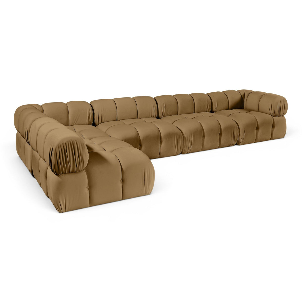 Orin Saddle Velvet Performance Fabric Upholstered 5 pc. Modular Sectional in saddle velvet, primary product view
