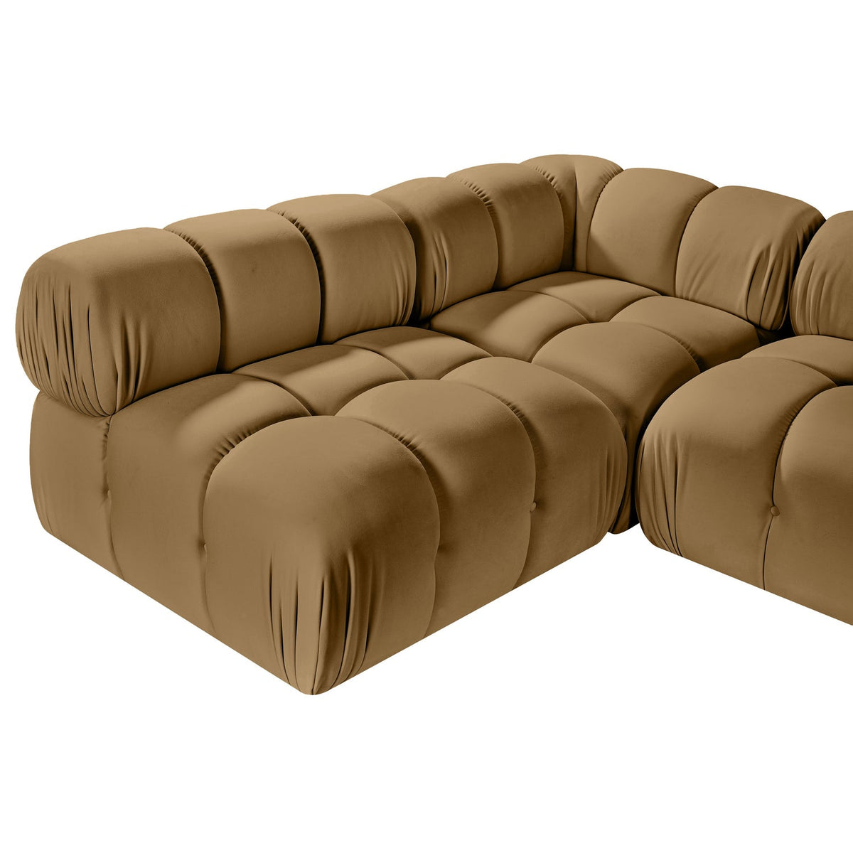 Orin Saddle Velvet Performance Fabric Upholstered 5 Piece Modular Sectional Sofa