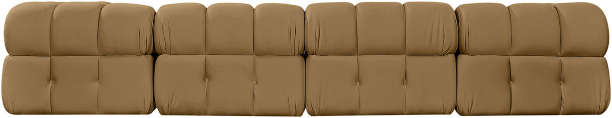 Orin Saddle Velvet Performance Fabric Upholstered 5 Piece Modular Sectional Sofa