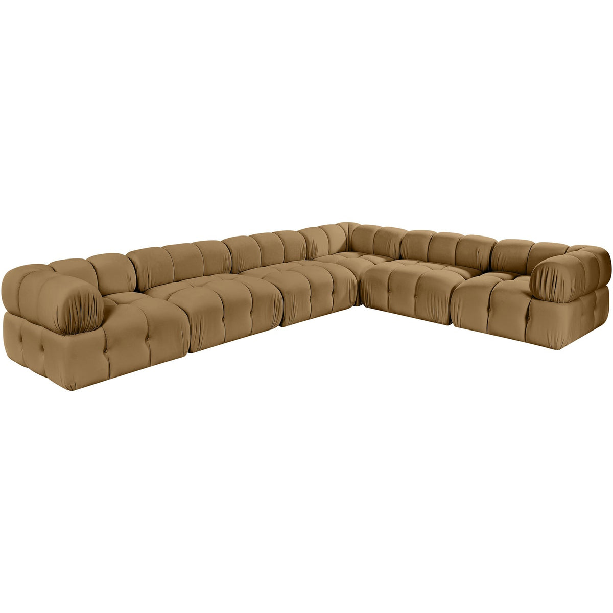 Orin Saddle Velvet Performance Fabric Upholstered 6 Piece Modular Sectional Sofa