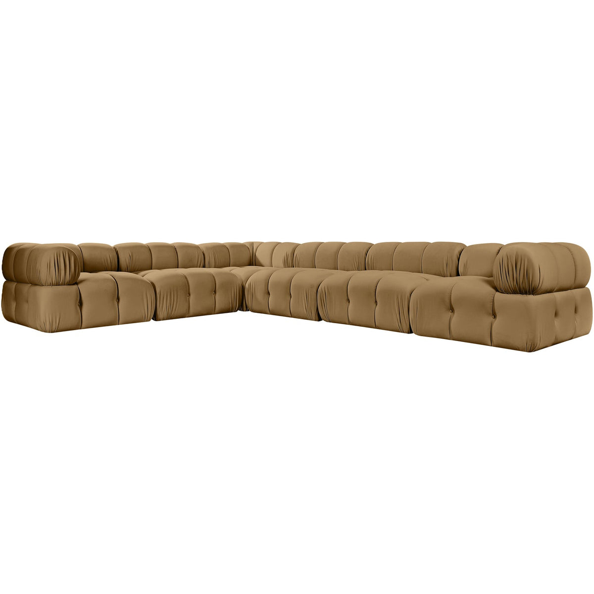 Orin Saddle Velvet Performance Fabric Upholstered 6 Piece Modular Sectional Sofa