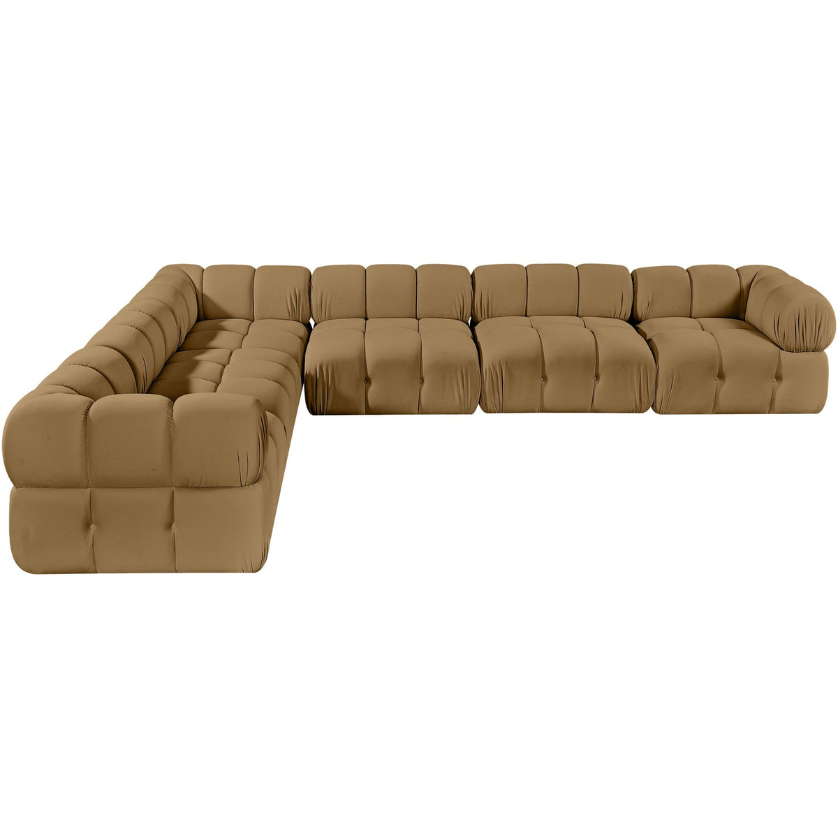 Orin Saddle Velvet Performance Fabric Upholstered 6 Piece Modular Sectional Sofa