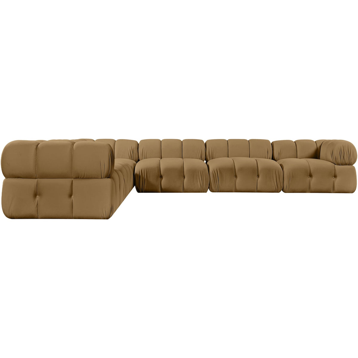 Orin Saddle Velvet Performance Fabric Upholstered 6 Piece Modular Sectional Sofa
