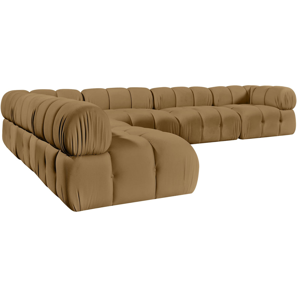 Orin Saddle Velvet Performance Fabric Upholstered 6 Piece Modular Sectional Sofa