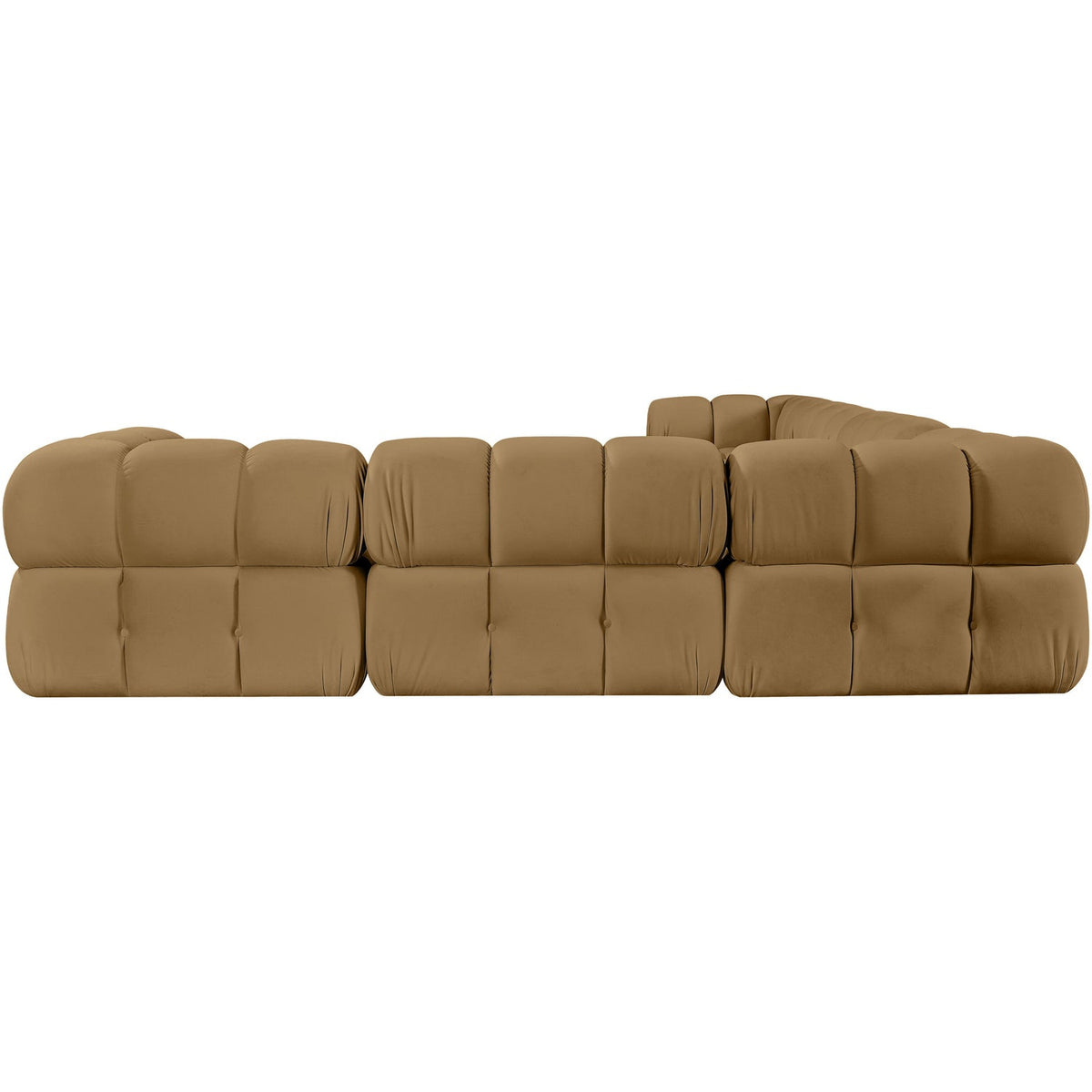 Orin Saddle Velvet Performance Fabric Upholstered 6 Piece Modular Sectional Sofa