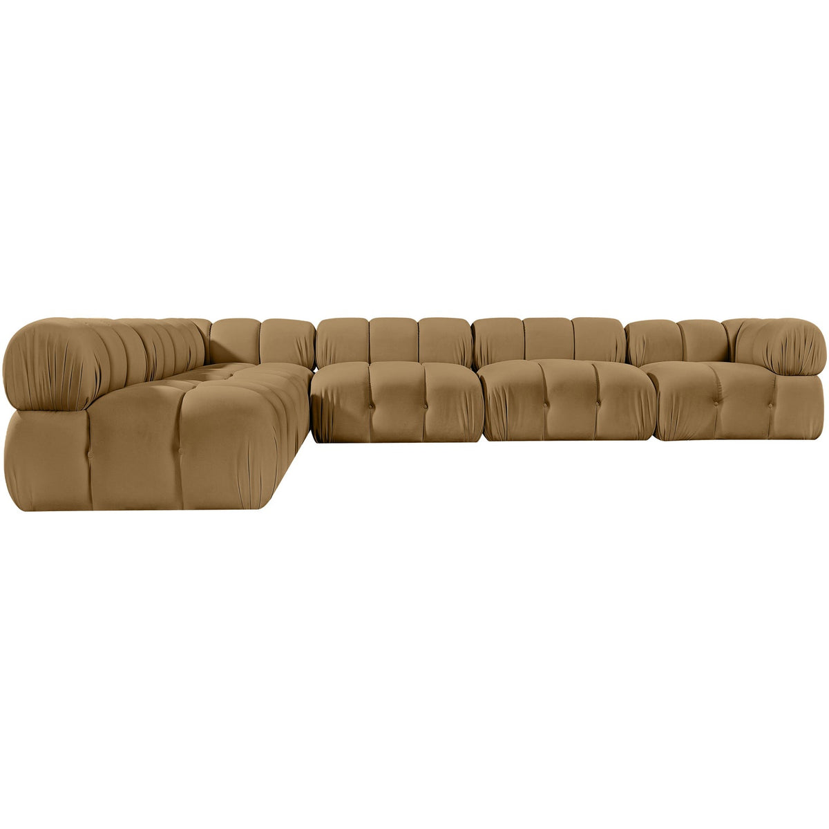 Orin Saddle Velvet Performance Fabric Upholstered 6 Piece Modular Sectional Sofa