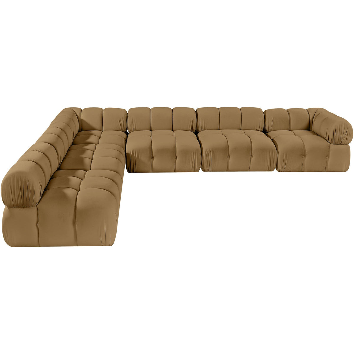 Orin Saddle Velvet Performance Fabric Upholstered 6 Piece Modular Sectional Sofa