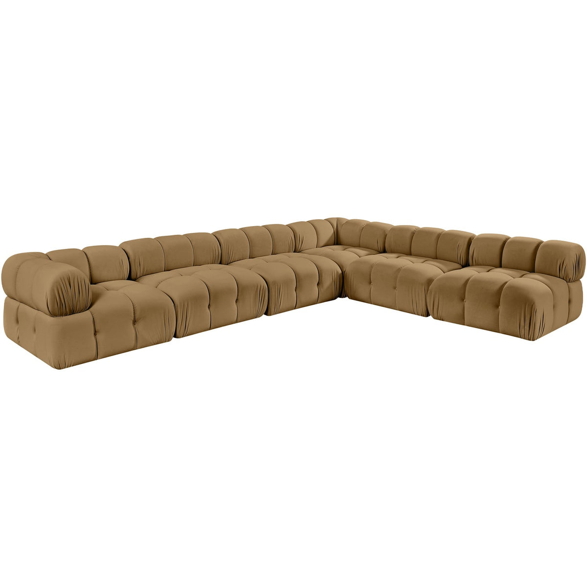 Orin Saddle Velvet Performance Fabric Upholstered 6 Piece Modular Sectional Sofa
